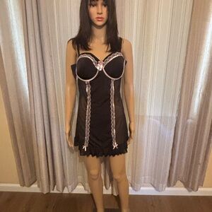 Sexy Black and Pink Lingerie Set